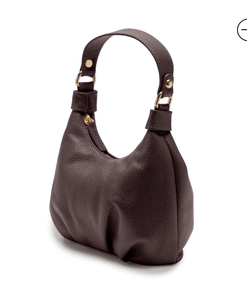 Leather Dumpling Bag - Brown