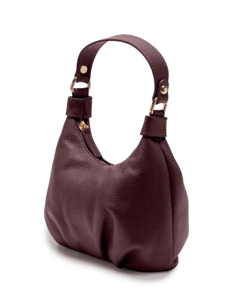 Leather Dumpling Bag - Burgundy