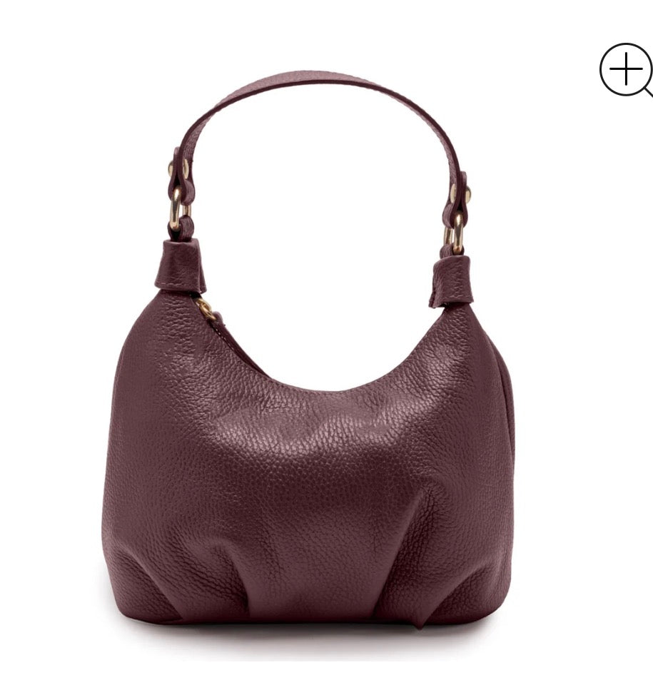 Leather Dumpling Bag - Burgundy