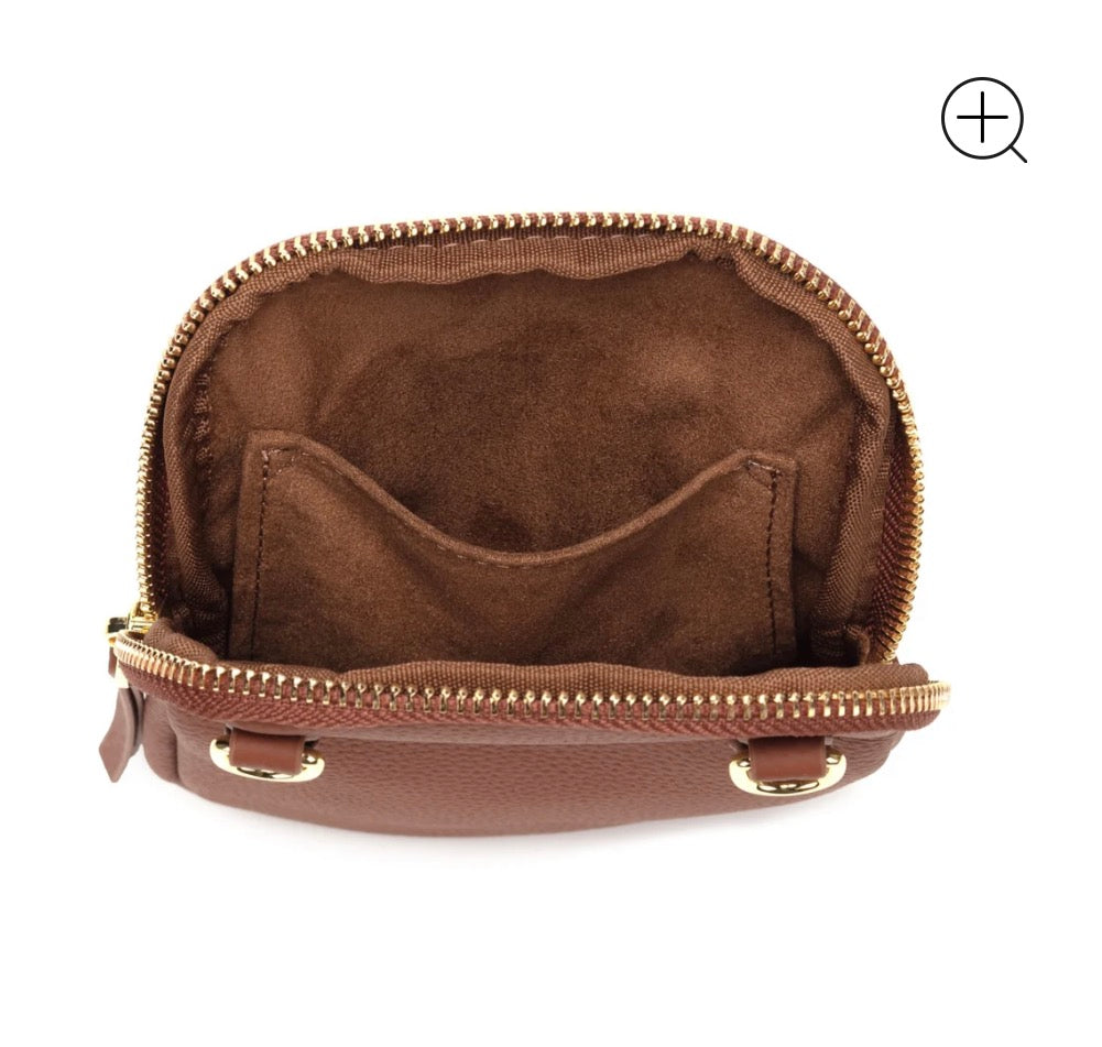Phone Suede Leather Crossbody Bag -  Tan