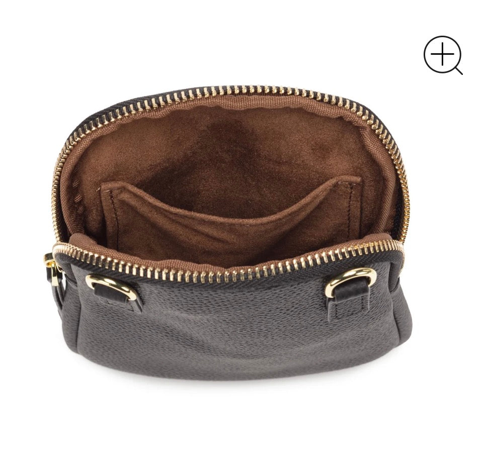 Phone Leather Crossbody Bag -  Black Chevron