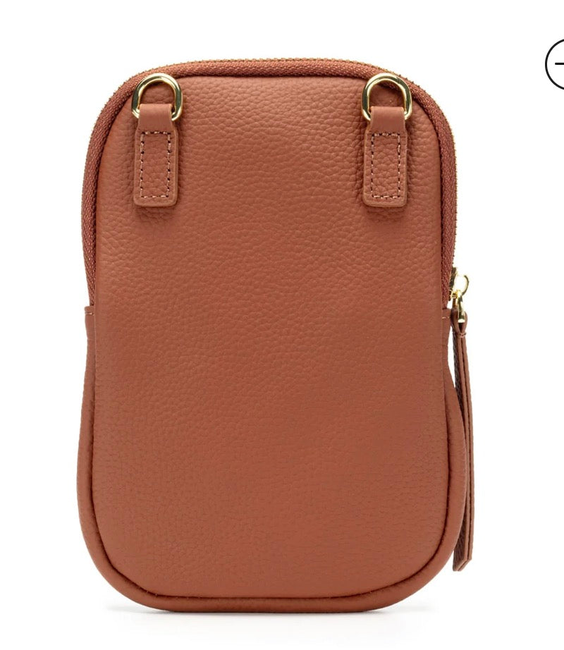 Phone Suede Leather Crossbody Bag -  Tan