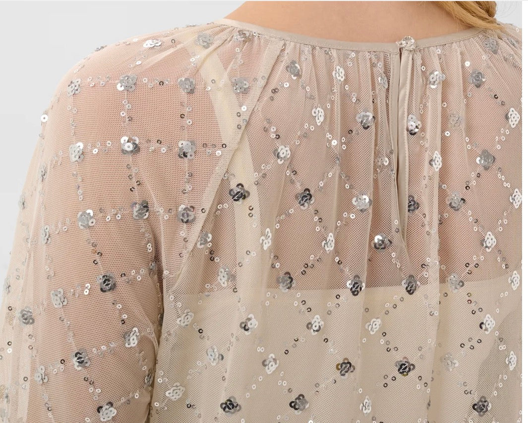 Dimka Sheer Sequin Blouse  - Cream
