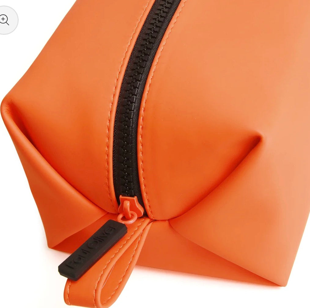 Mens Luxury Soft Touch Zip Wash Bag Orange