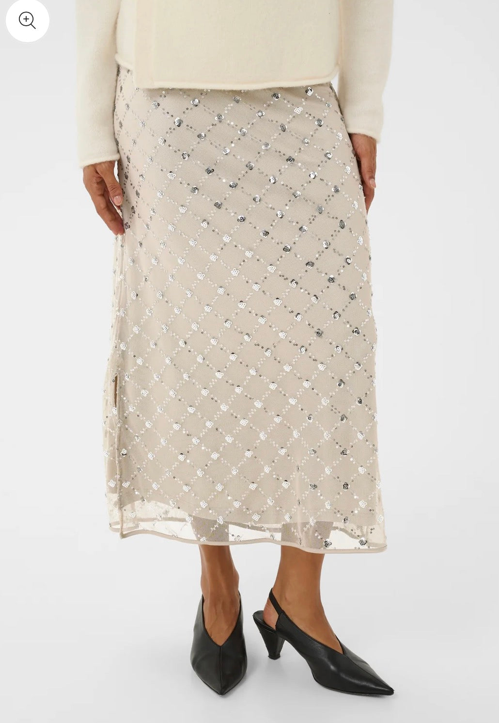 Vivika Sequin Skirt - Cream