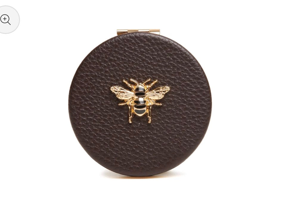Round Mirror Compact - Brown