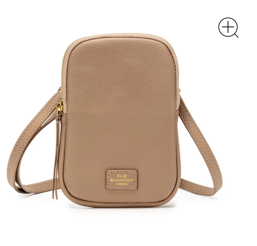 Phone Leather Crossbody Bag -  Mink