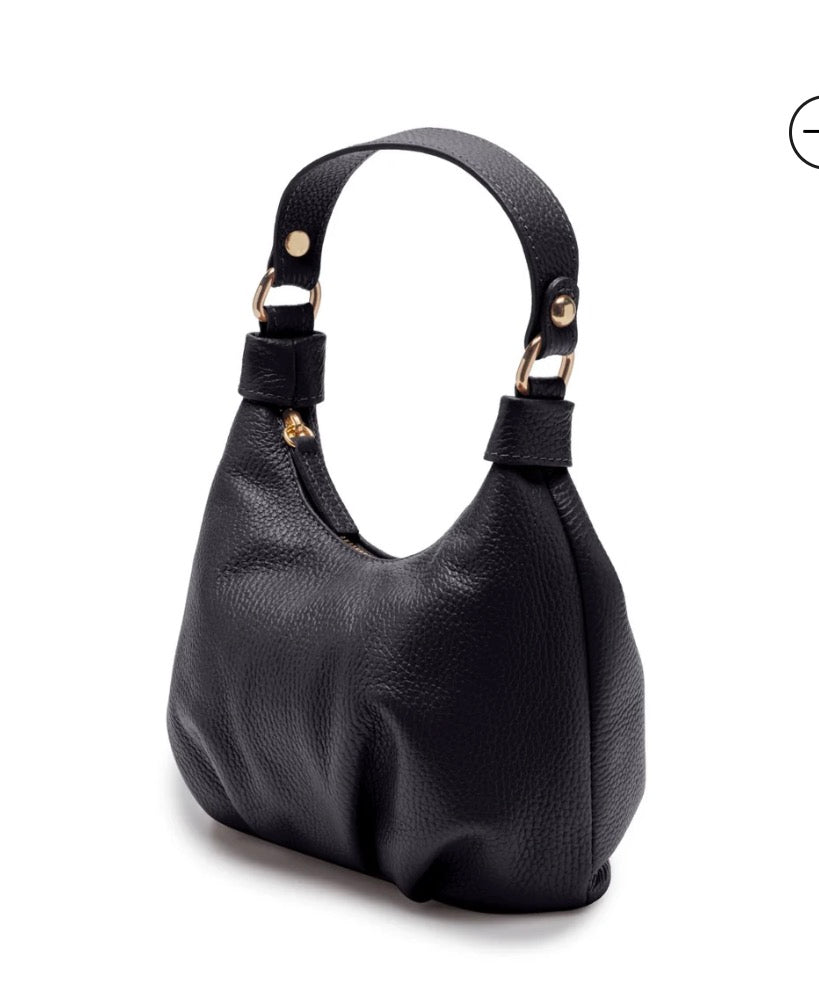 Leather Dumpling Bag - Black