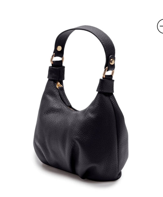 Leather Dumpling Bag - Black