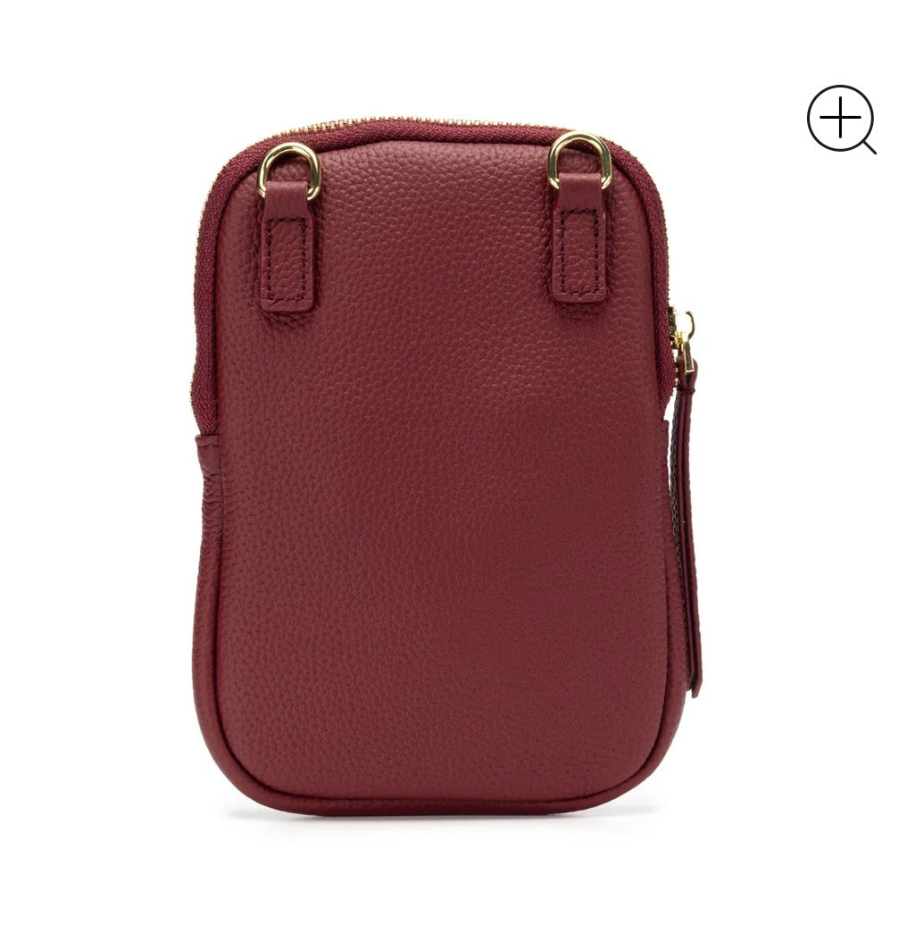 Phone Leather Crossbody Bag -  Burgundy