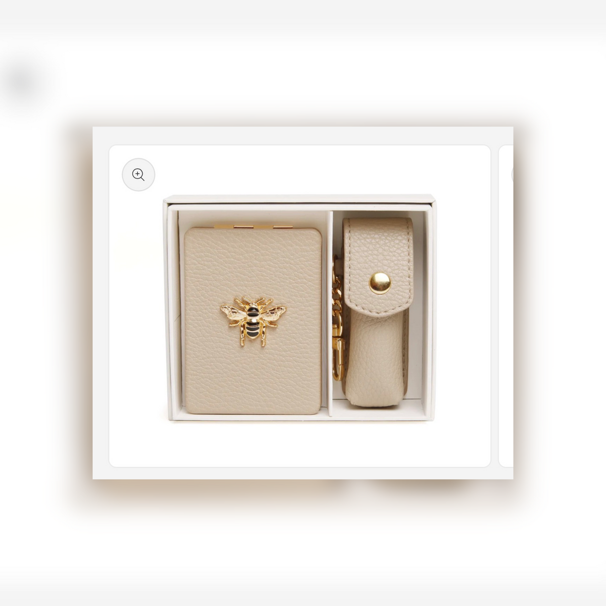 Mirror & Lipstick Holder Gift Set - Stone