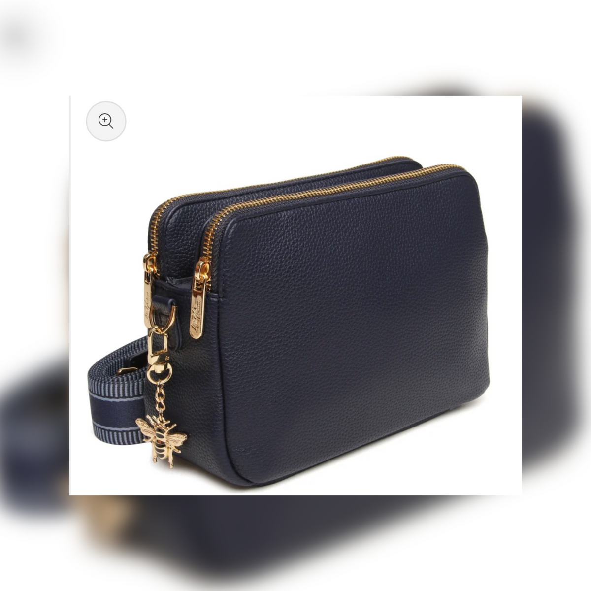 Dual Double Zip Bag - Navy Blue