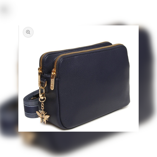 Dual Double Zip Bag - Navy Blue