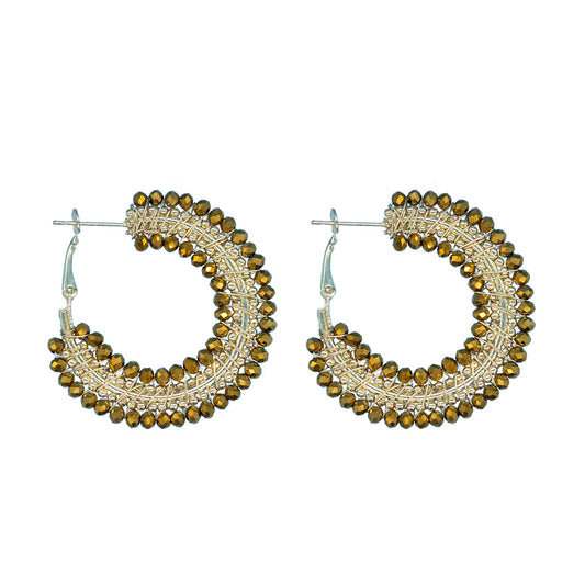 Bronze Mini Beaded Ombre Hoop Earrings