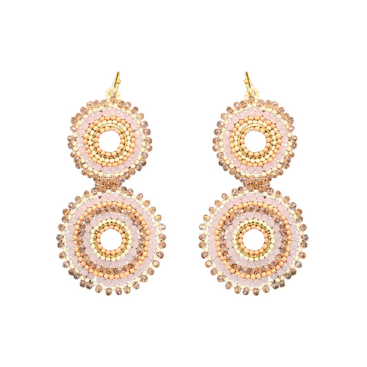 Pink Ombre Double Beaded Circle Hook Earrings