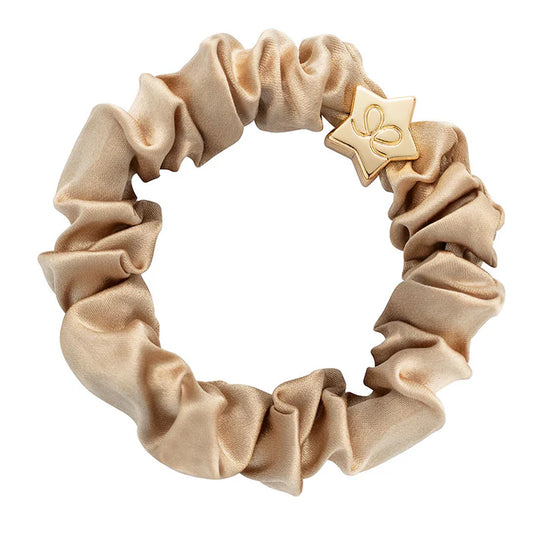 Gold Star Silk Scrunchie - Sand