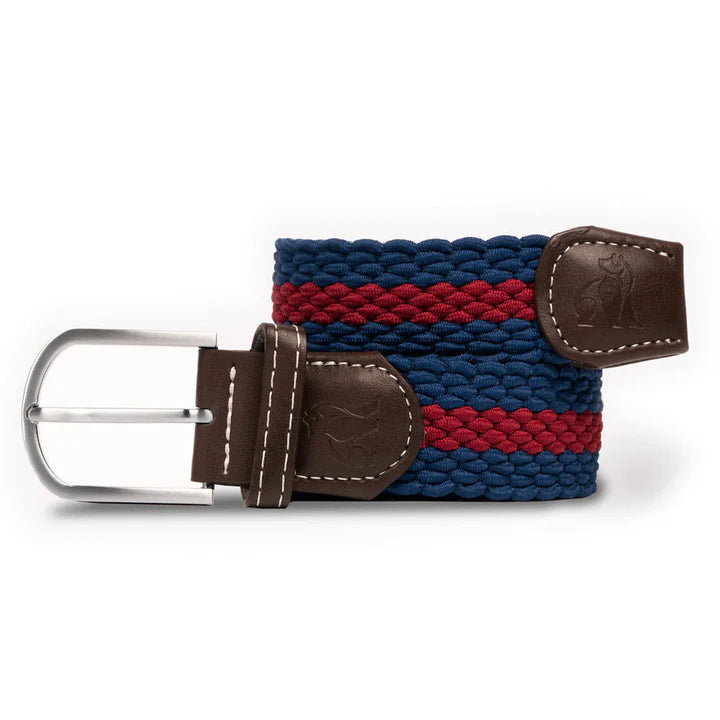 Recycled Woven Belt - Navy / Burgundy Stripe