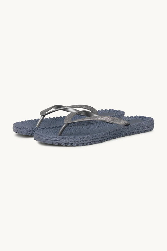 Glitter Flip Flops - Grey