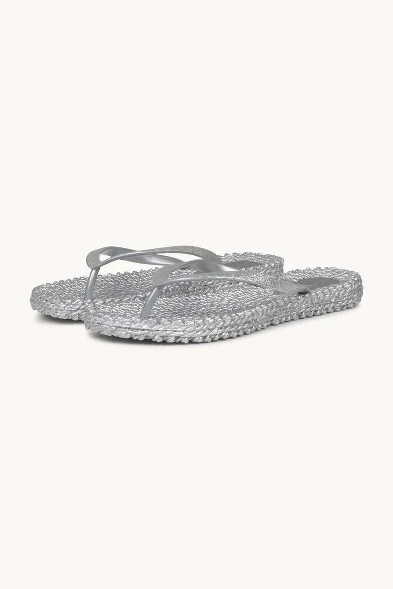 Glitter Flip Flops - Silver