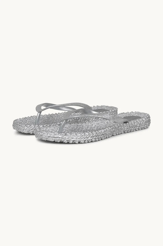 Glitter Flip Flops - Silver