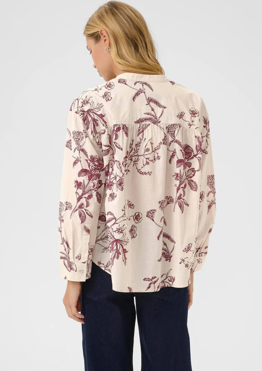Natale  Blouse Botanical Print -Tawny Port