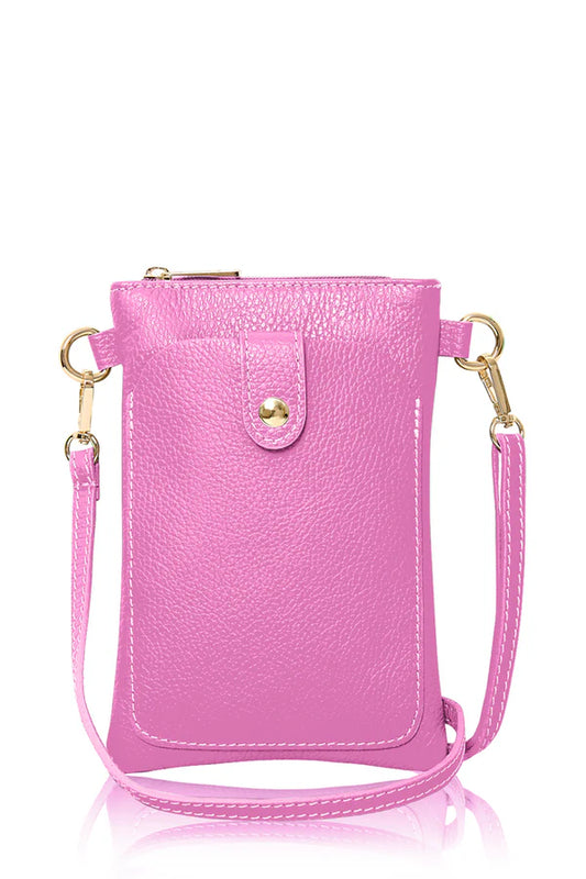 Phone Leather Crossbody Bag - Bubblegum Pink