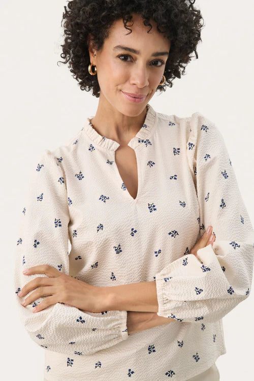 Eimy Blouse - Blue Bouquet Print