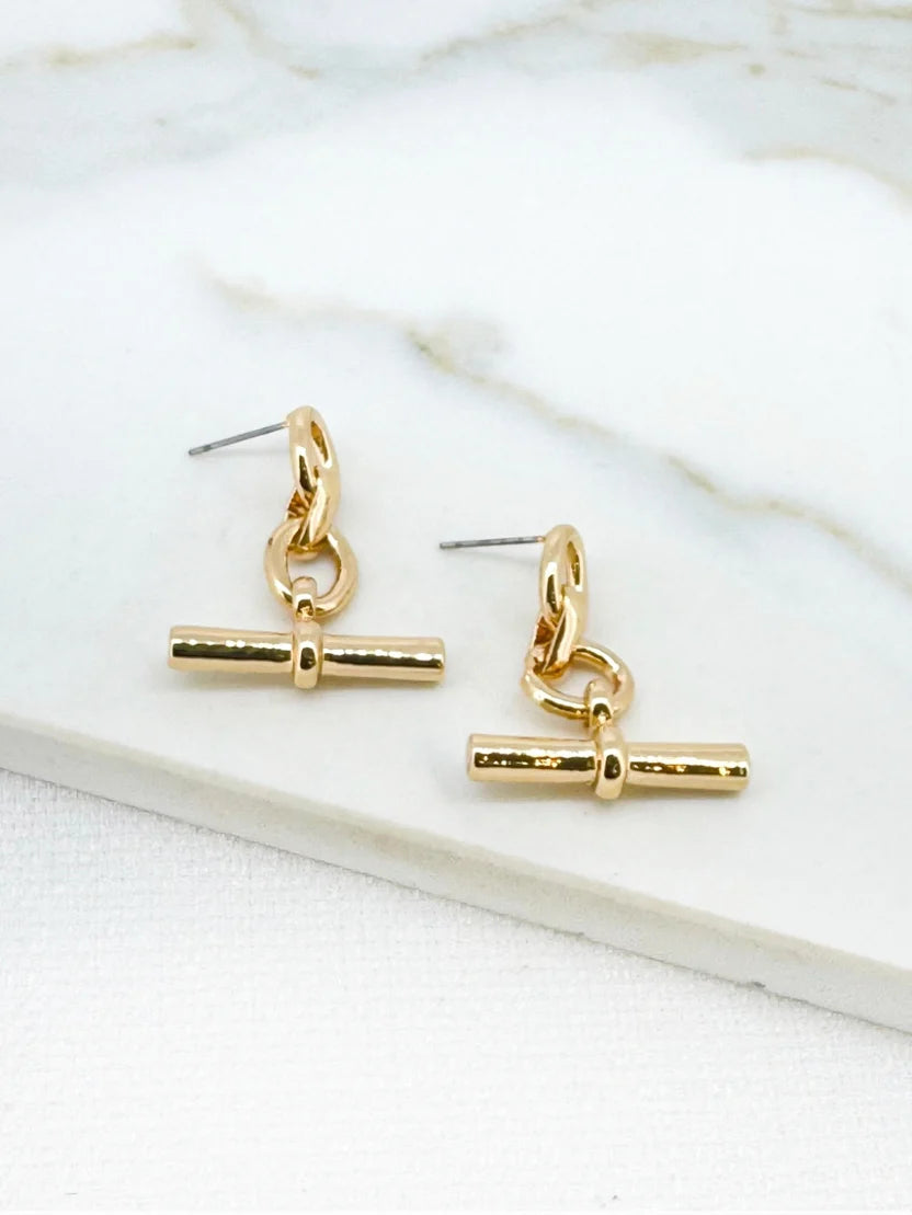 T Bar Earrings - Gold