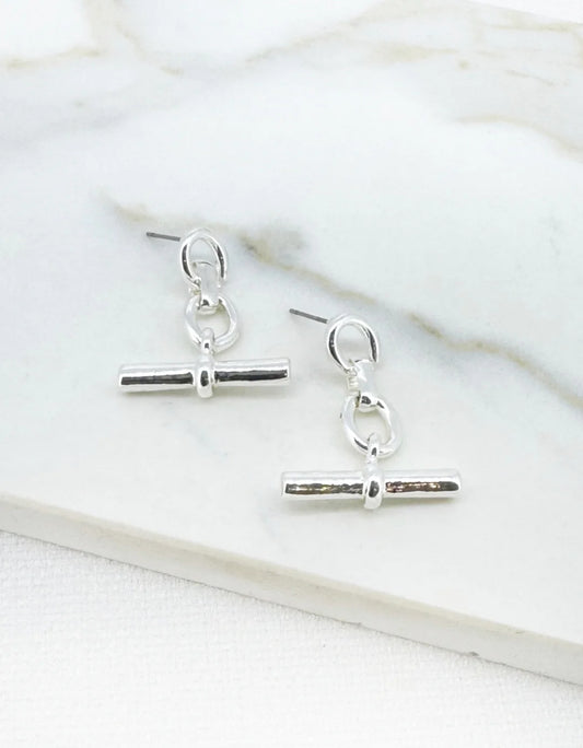 T Bar Earrings - Silver